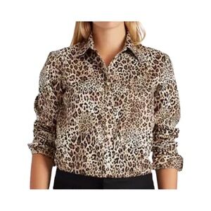 Chaps Button Down Leopard Print Top​​